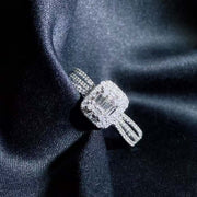 Natural White Diamond Square Ring D0.50ct 18K